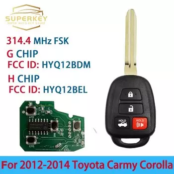 SUPERKEY 4 кнопки 314,4 МГц с G/H чипом HYQ12BDM / HYQ12BEL фотосессия для Toyota Camry Corolla 2012 2013 2014