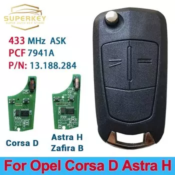 SUPERKEY 736-743-A дистанционный откидной автомобильный ключ PCF7941A 433 МГц 46 чипов 2 кнопки для Opel Vauxhall Corsa D G4 Astra H AH Zafira B Holden