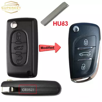 SUPERKEY модифицированный откидной чехол для удаленного автомобильного ключа для Citroen C2 C3 C4 C5 Berlingo для Peugeot 207 307 308 407 607 HU83 VA2