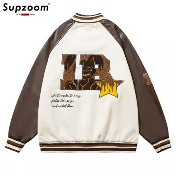 Supzoom Новое поступление, брендовая одежда с вышивкой на рукавах, Хлопковая мужская Свободная Повседневная модная куртка-бомбер, мужская бейсбольная куртка
