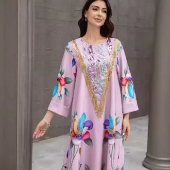 SW0831 новое мусульманское женское платье-халат с вышивкой и принтом