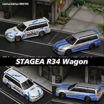 SW в наличии 1:64 Stagea GTR R34 WAGON Коллекционная модель литая под давлением автомобиля коллекционные миниатюрные игрушки уличное оружие