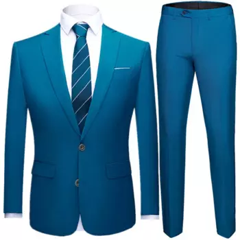 Свадебное платье для жениха Блейзер брюки комплект из 2 предметов/мужской деловой высококачественный классический костюм брюки Повседневный Банкетный пиджак пальто