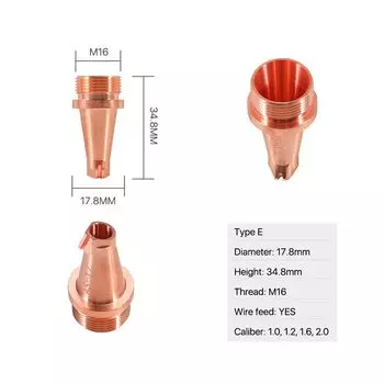 Сварные сопла для лазерной сварки, для WEIYE SUP20S SUP21T, ручная сварочная головка M16, диаметр резьбы 17,8 мм, диаметр 0,8, 1,0, 1,2, 1,6