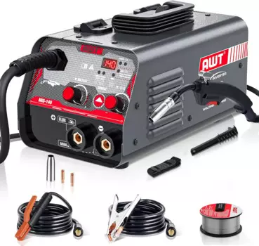 Сварочный аппарат MIG Welder 140Amp с флюсовой сердцевиной, сварочный аппарат 2 в 1, сварочный аппарат 110 В с инвертором синергии IGBT
