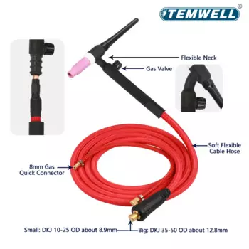 Сварочная горелка TEMWELL WP17F 17FV TIG 3м/5м