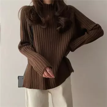 Sweaters Fashion Loose Long Sleeve Women Pullover Casual Basic Solid Office Lady Knitwears Jumper Свитер Женский