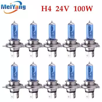 Сверхъяркие противотуманные фасветильник, 10 шт., 24 В, H4, 100 Вт, галогенная лампа высокой мощности, головсветильник свет, лампа для автомобисветильник, источник света, парковочная головка, белая, 100/90 Вт