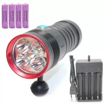 Сверхъяркий фонарик для дайвинга 5 * L2, водонепроницаемый подводный фонарик для дайвинга, фотография с тройным режимом, тактический фонарь 4x1865, аккумулятор 0