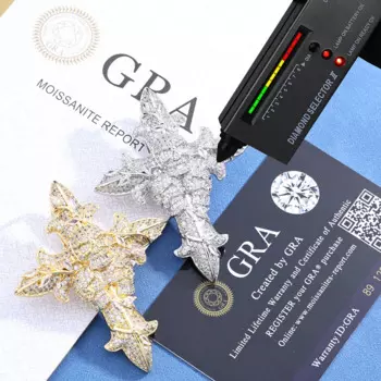 Сверкающая бижутерия в стиле хип-хоп, однотонная 2,5 дюйма, под заказ, Бриллиантовая подвеска из серебра с муассанитом