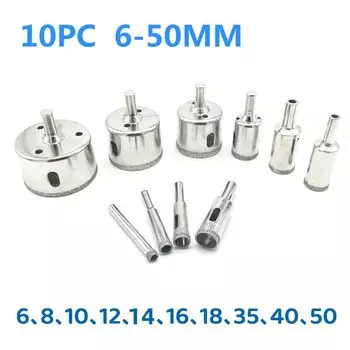 Сверла для плитки CVWZBF, алмазное покрытие, 10/15 шт