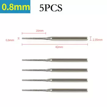 Сверла с алмазным покрытием 0,8-2,5 мм, хвостовик 2,35 мм, пила для отверстий в плитке, мраморе, стекле, керамике, Открыватель отверстий в плитке, алмазное сверло, 5 шт.