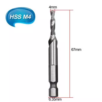 Сверла M3/M4/M5/M6/M8/M10, сверла из стали HSS с шестигранным хвостовиком 1/4 дюйма, 1 шт.