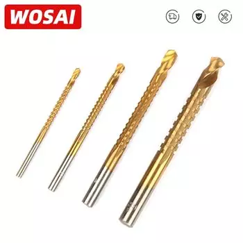 Сверла WOSAI 6 шт., HSS, титановое покрытие