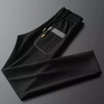 Светильник Роскошные осенние черные эластичные слаксы мужские тонкие Стрейчевые маленькие прямые цилиндрические тисненые мужские спортивные брюки на шнуровке