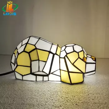 Светильник Тиффани, персонализированное цветное стекло, мультяшная собака, фотоэлемент для спальни, креативный Ночной светильник, бар, украшение 110 В, 220 В, 230 В
