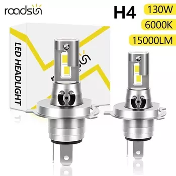 Светодиодная Автомобильная фара H4 9003, 130 Вт, HB2, Ближний и Дальний свет, лампочки для мотоцикла 12 В, 6000K, CSP-чип с вентилятором охлаждения, CAN-шина без ошибок, Plug And Play