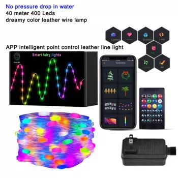 Светодиодная Bluetooth-гирлянда WS2812B, 400 светодиодов, сказочные огни Dreamcolor, RGBIC, адресная Женская Рождественская гирлянда, свадебное украшение