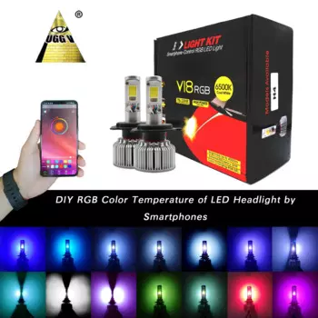 Светодиодная фара 72 Вт RGB H4 Автомобильная фара с лампой Anl Eye 8000LM Canbus, совместимая с H1 H3 H7 9012 H13 9005