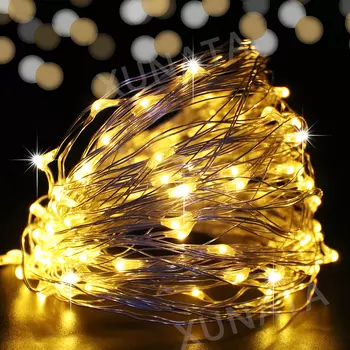 Светодиодная гирлянда XUNATA 5-50 метров серебристая медная проволока 12В