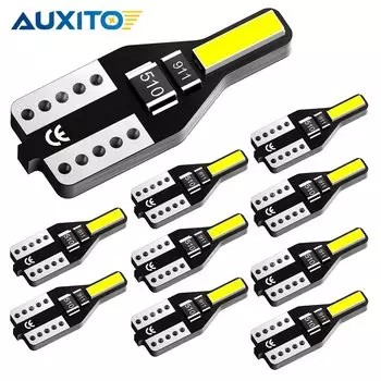 Светодиодная лампа AUXITO T10, светодиодная лампа W5W 7020 2SMD 194 168, внутреннее освещение, автомобильная лампа для чтения, купольная лампа для багажника, белый свет 6000 К, 12 В, 10 шт.