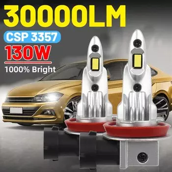 Светодиодная лампа для фар H11 30000LM Высокая яркость 3370 CSP H1 H4 H7 9006 9005 Лампа дальнего света 130 Вт Супер яркие автомобильные фары