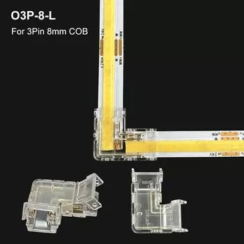 Светодиодная лента COB, беспаечный разъем, прямоугольная L-образная угловая хрустальная пряжка для 5 мм, 8 мм, 10 мм, 2-контактная, 3-контактная, 4-контактная светодиодная лента