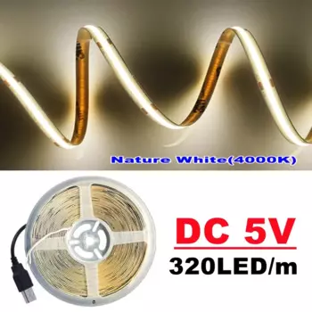 Светодиодная лента HHLZYH COB 5В 320LED/м теплый/натуральный/холодный белый