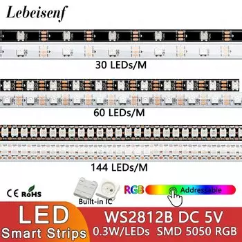 Светодиодная лента Lebeisenf WS2812B RGB 30/60/144 LEDs/m