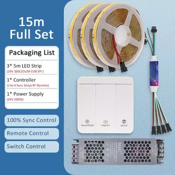 Светодиодная лента MJJC WS2811 24В теплый/холодный белый 10/15/20 м