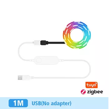 Умные светодиодные фонари Tuya Zigbee для телевизора, USB-светодиодная лента, светодиодная лента RGB, лампа Smart Life App, работает с концентратором Zigbee 3.0 Alexa Google Home