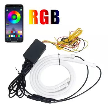 Светодиодная лента RGB для автомобиля, последовательные дневные ходовые огни с указателем поворота и управлением через приложение, гибкая Декоративная полоса, 2 шт.