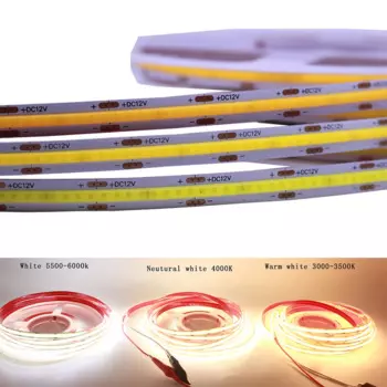 Светодиодная лента Taslauk FCOB 252/320/480 LED теплый/натуральный/холодный белый 5м