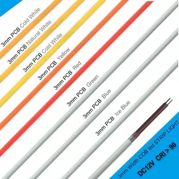 Светодиодная лента TiaoChongYi 3 мм синяя/зеленая/красная/белая 12В