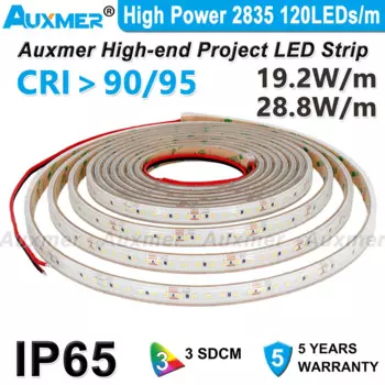 Светодиодная лента высокой мощности 2835 120LED s/m, CRI95/90,IP65, водонепроницаесветодиодный Светодиодная лента 19,2 вт/м 28,8 вт/м, 5 м/катушка, красный, зеленый, синий, желтый, янтарный