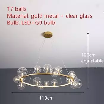 Светодиодная люстра IWP, прозрачное стекло, 220В