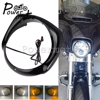 Светодиодная передняя фара черная W/Янтарная Задняя панель для Harley CVO Touring Electra Glide FLHTCUTG FLHX S 2014-Up