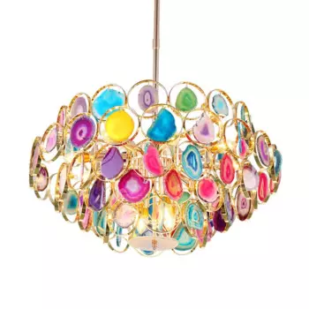 Светодиодная послесовременная дизайнерская люстра из цветного агата, подвесные светильники, освещение для фойе
