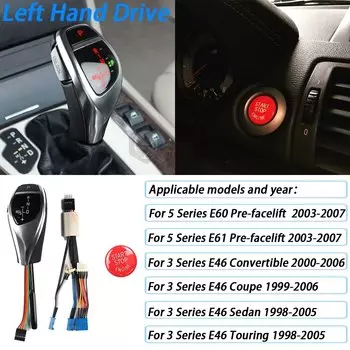 Светодиодная ручка переключения передач, сменные аксессуары для салона автомобиля, модернизация для BMW 5 серии E60 E61 2003-2007 3 серии E46 1998-2006