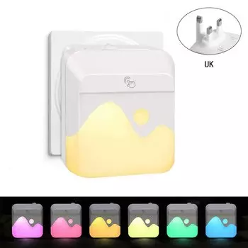 Светодиодная светочувствительная сенсорная розетка, ночник, 0,8 Вт, AC110-240 В, вилка европейского/американского стандарта, лампа для детской комнаты, спальни, коридора