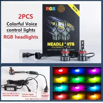 Светодиодные автоламсветильник EURS, головные фары с Bluetooth управлением, H4, H7 светодиодный H1, H3, H8, H11, HB3, HB4, D1S, D2S, D3S