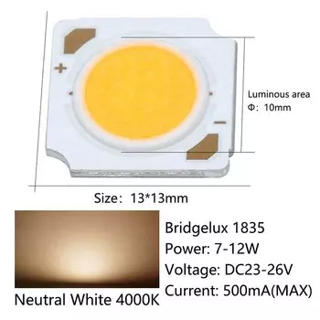 Светодиодные чипы Bridgelux 13 мм, 7-12 Вт, 24 В, 5 шт.