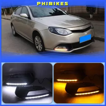 Светодиодные дневные ходосветильник DRL для MG MG6 2010-2014 с динамической движущейся вспышкой и сисветильник ночным светом
