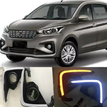 Светодиодные дневные ходовые огни, 2 шт., для Suzuki Ertiga 2018, 2019, DRL, противотуманные фары, налобный фонарь, желтый указатель поворота