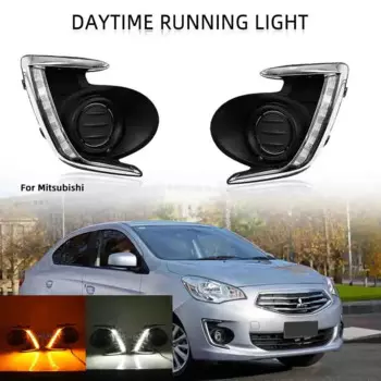 Светодиодные DRL для Mitsubishi Mirage G4 Attrage 2012-2017, фары дневных ходовых огней, противотуманные фары с желтыми аксессуарами для указателей поворота