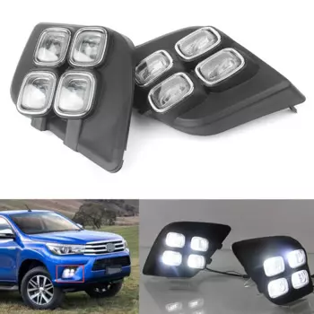 Светодиодные DRL дневные ходовые огни противотуманные фары для Toyota Hilux Vigo Revo 2015 2016 2017