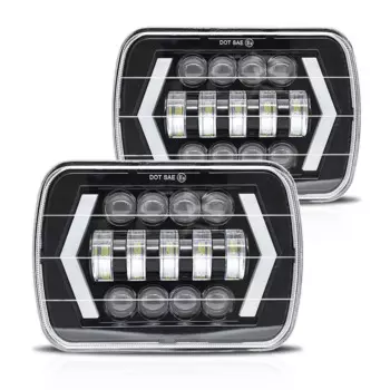 Светодиодные фары 5X7, светодиодные фары 100 Вт 7X6 с DRL, дальний ближний свет, прямоугольные для Jeep Wrangler Cherokee XJ H6054LL, 2 шт.