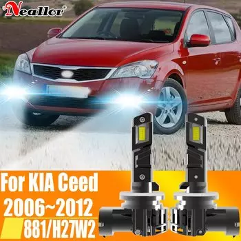 Светодиодные фары 881 H27W2 Canbus без ошибок, автомобильные фары высокой мощности H27, белые противотуманные фонари, Диодная лампа 12 В 55 Вт для KIA Ceed 2006 ~ 2012, 2 шт.
