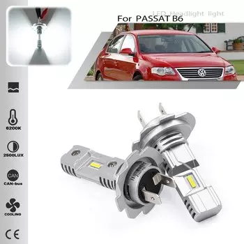 Светодиодные фары Canbus H7, 2 шт., лампы дальнего и ближнего света, 6500 К, белый свет для автомобиля VW passat B6 3C2 2005-2010, plug & play