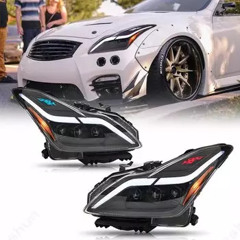 Светодиодные фары для Infiniti G37 Q60 Coupe 2-дверные 2008-2015, передние фары, фары, указатели поворота